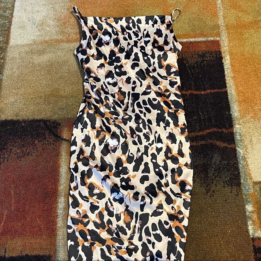 Cheetah print slip dress with square neckline